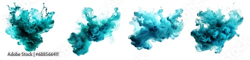 Turquoise ink paint cloud in water isolated Transparent Background PNG photo