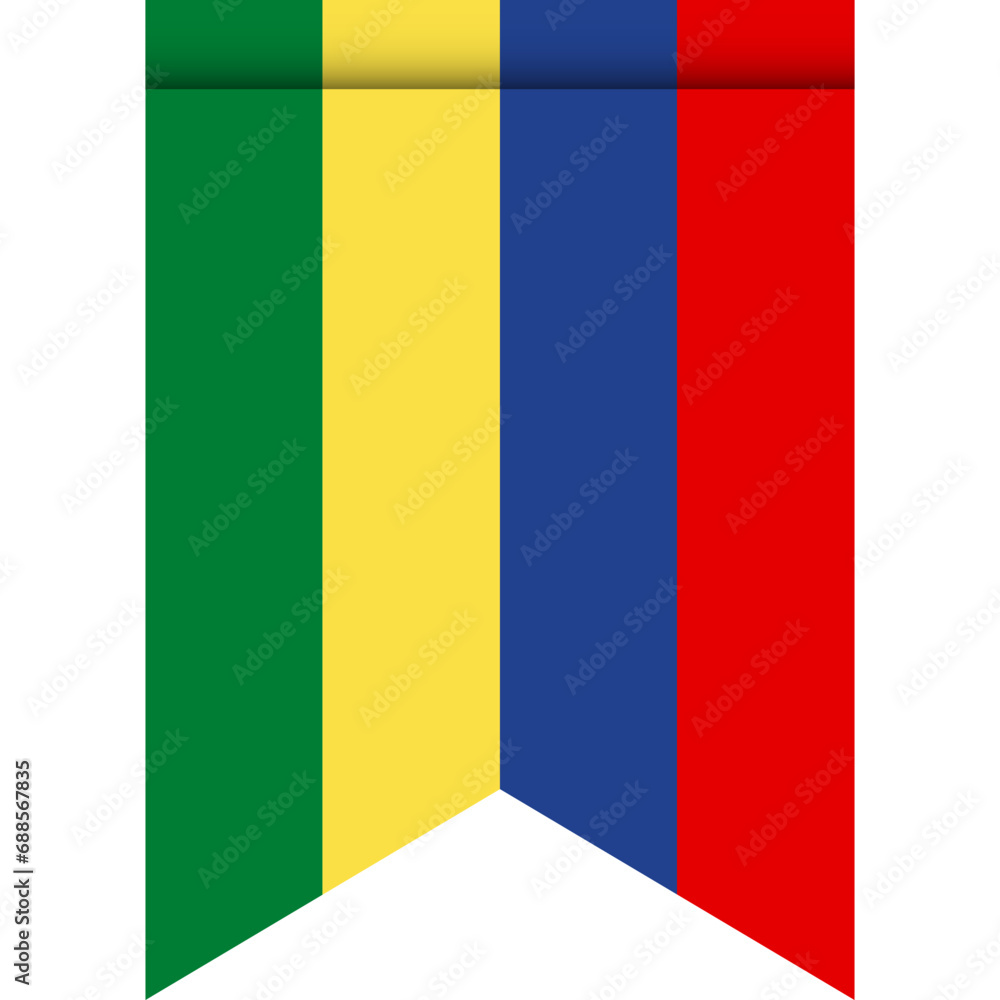 Fototapeta premium Mauritius flag or pennant isolated on white background. Pennant flag icon.
