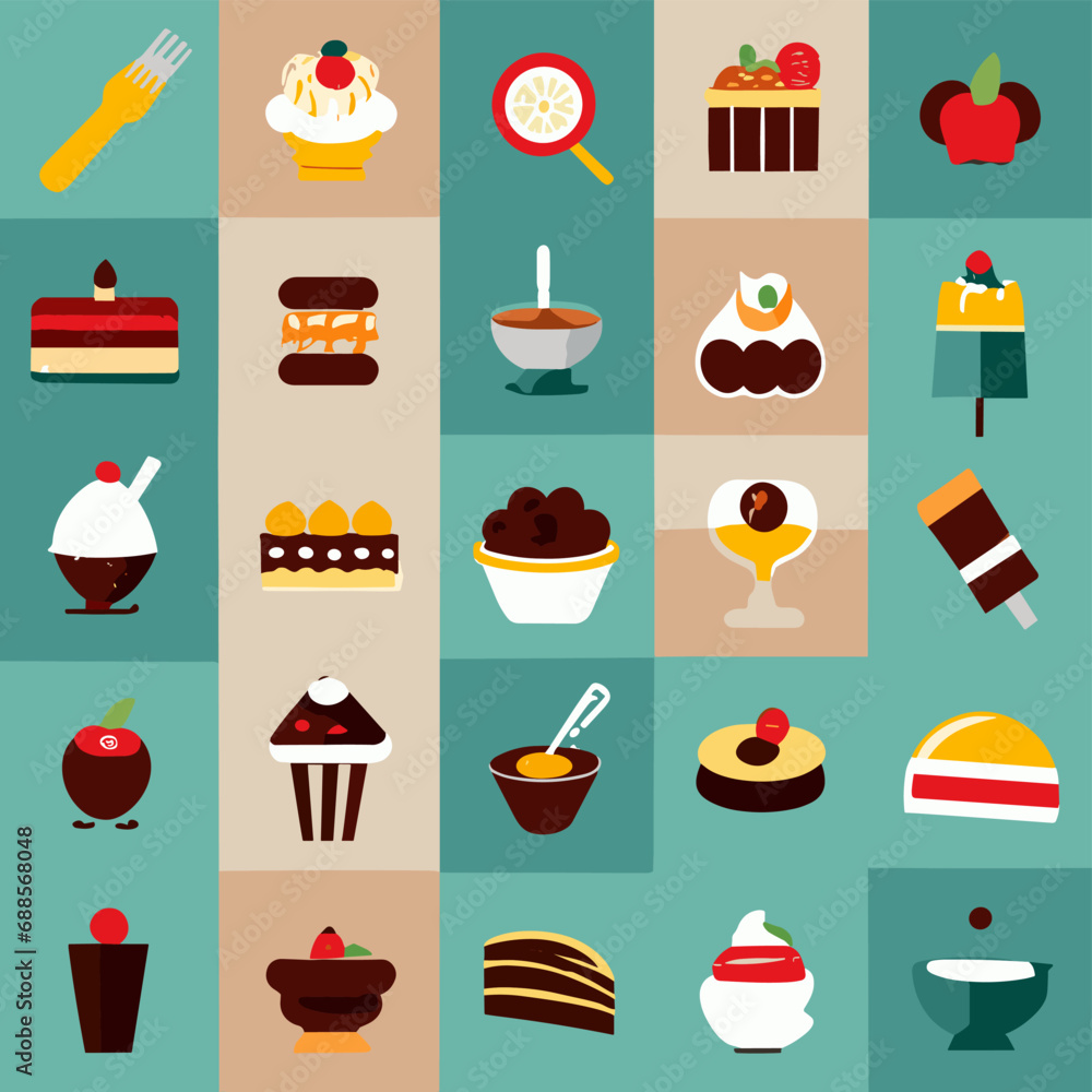 Desserts flat icons. 
