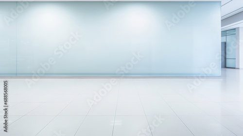 Modern office interior of business center with glass wall and empty space for branding or presentation. Corporate background