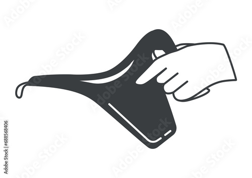 Garden element of set in black line design. The watering can for watering flowers, which is shown in this illustration, is a necessary attribute in every garden. Vector illustration.