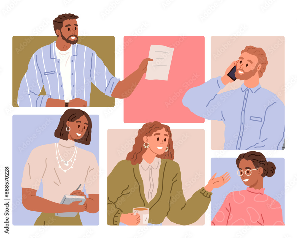 Obraz premium Video conference. Vector illustration. Video calling enables real-time communication and connection Video calling has become integral part our digital communication landscape Videoconferencing