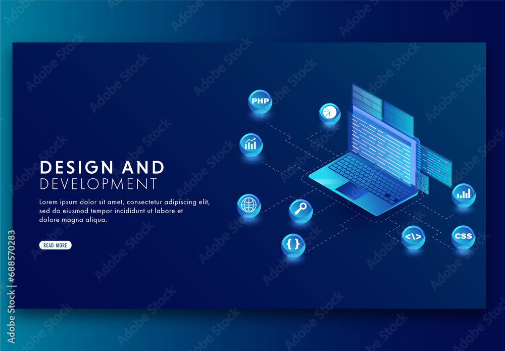 Design and Development Concept Based Landing Page with Isometric Laptop ...