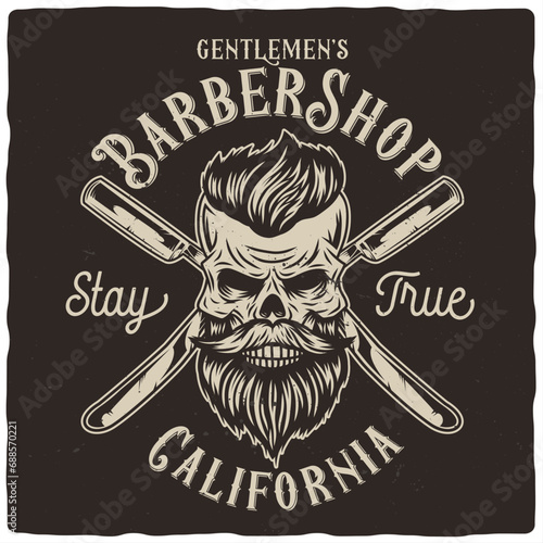 T-shirt or poster design with bearded skull