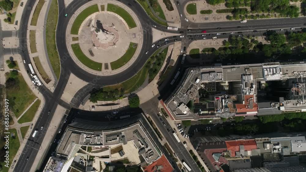 Top View of Marques de Pombal Square, Lisbon, Portugal Top View of Marques de Pombal Square, Lisbon, Portugal