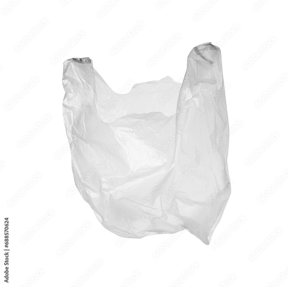 One empty plastic bag isolated on white One empty plastic bag isolated on white