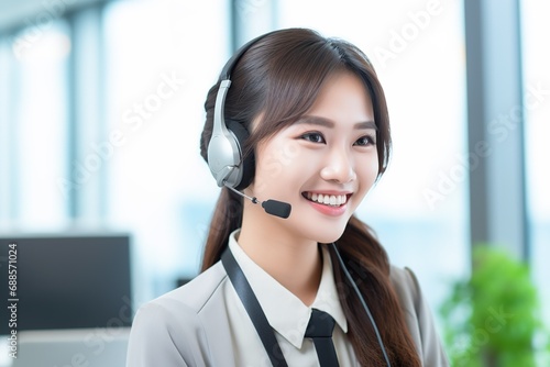 attractive young Asian woman with headphones 