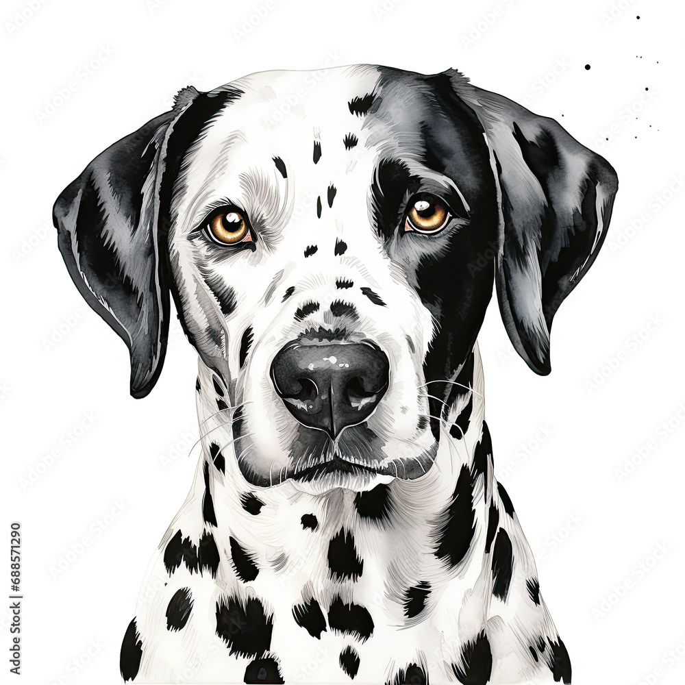 watercolor Dalmatian clipart, Generative Ai
