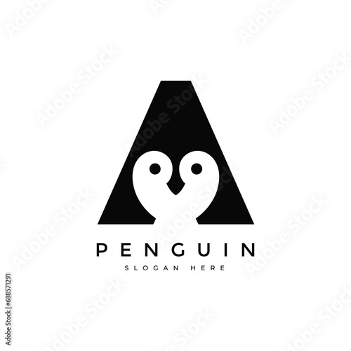 cute penguin antartic animal penguin face logo design graphic vector