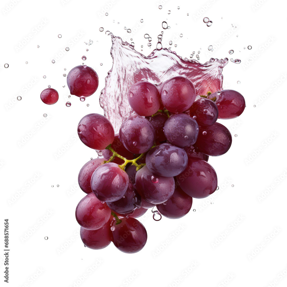 Grapes Falling in Motion Isolated on Transparent or White Background, PNG