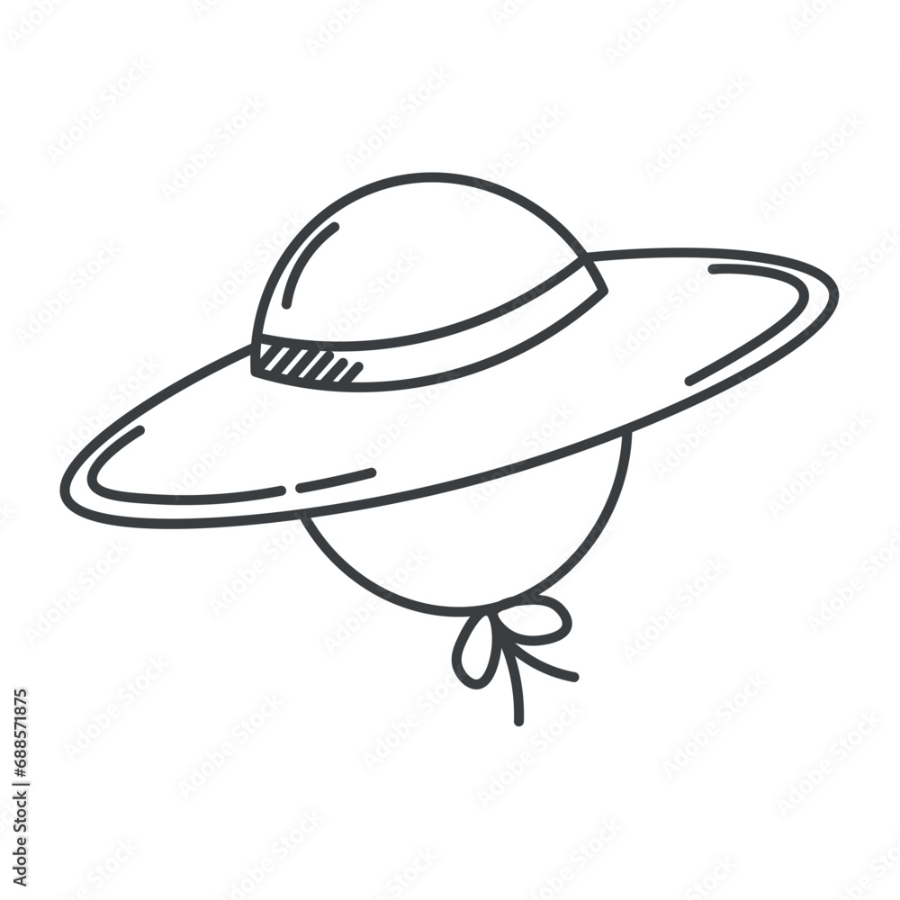 Travel element of set in black line design. Travel-themed artwork with a stylish black-outlined hat is perfect accessory for any adventure. Vector illustration. Travel element of set in black line design. Travel-themed artwork with a stylish black-outlined hat is perfect accessory for any adventure. Vector illustration.