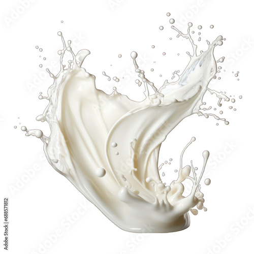 Yogurt Splashes Falling in Motion Isolated on Transparent or White Background  PNG