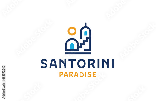 Santorini greek island logo icon design template flat vector