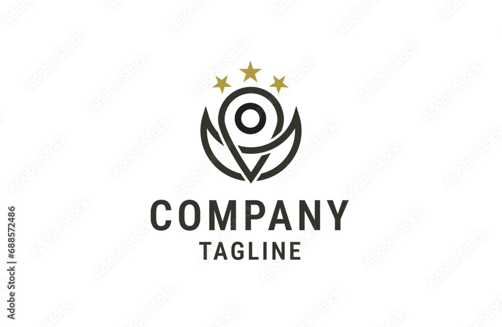 Obraz premium Moon place location point logo icon design template flat vector