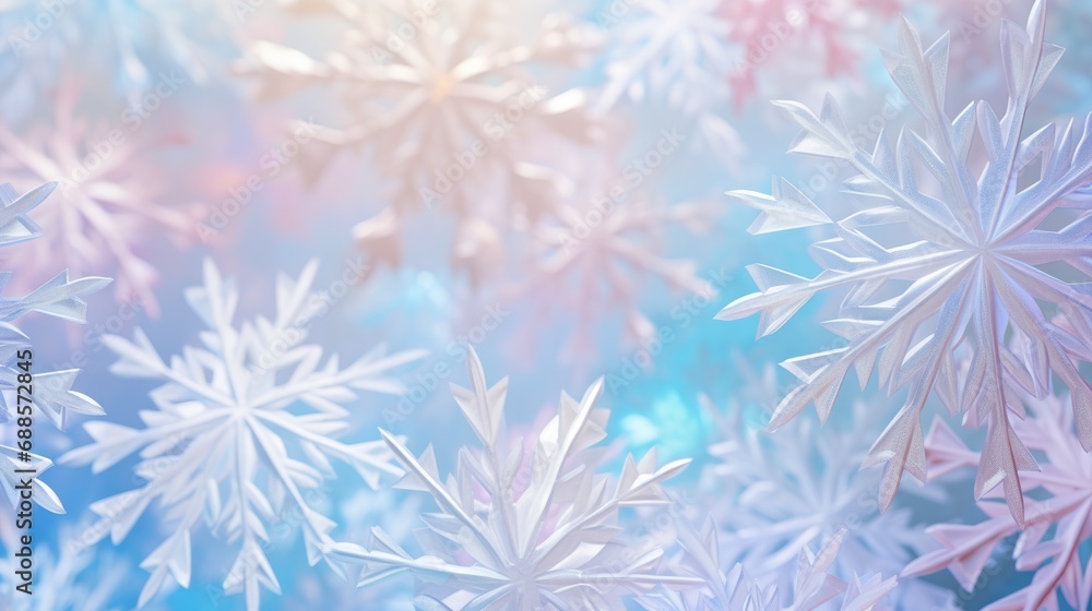 background with snowflakes in soft pastel colors. - obrazy, fototapety, plakaty 