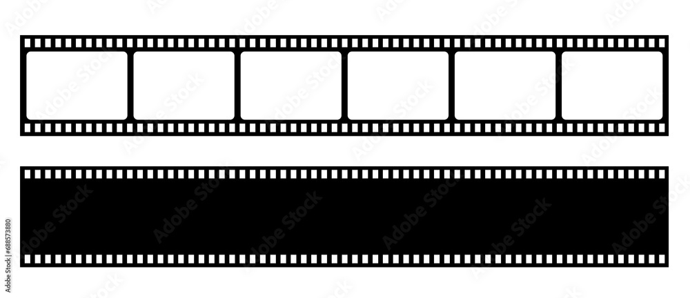 Film strip icon. Video tape photo film strip frame vector. Old white and black film tapes of 35mm. Vector illustrarion Film strip icon. Video tape photo film strip frame vector. Old white and black film tapes of 35mm. Vector illustrarion