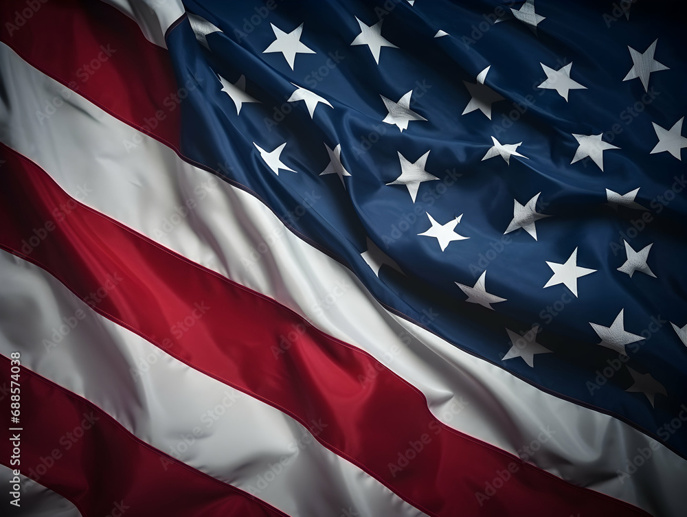 Fototapeta premium United state of america national flag background, USA flag weaving made by silk cloth fabric, USA background, ai generated image