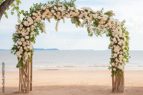 Wooden floral wedding arch