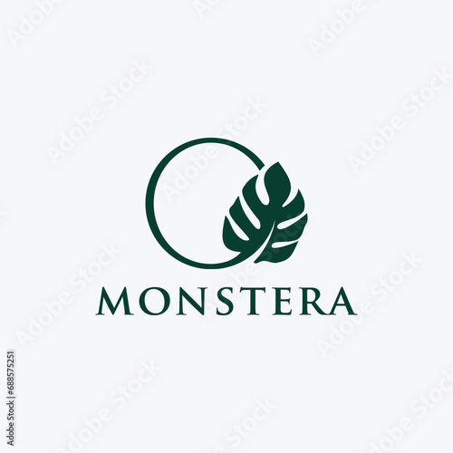 Monstera leaf isolated logo design 
