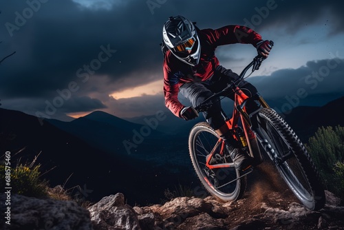 Mountain bike on dark background