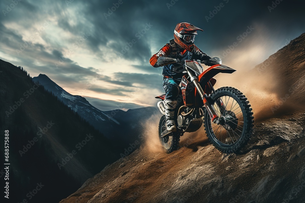 motocross rider on the road motocross rider on the road