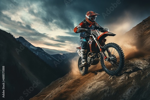 motocross rider on the road photo