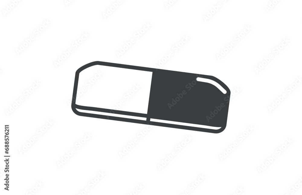 Element of Back to school themed set in black line design. Highlighting of the significance of corrections mistakes in back-to-school illustration with a black-outlined eraser. Vector illustration. Element of Back to school themed set in black line design. Highlighting of the significance of corrections mistakes in back-to-school illustration with a black-outlined eraser. Vector illustration.