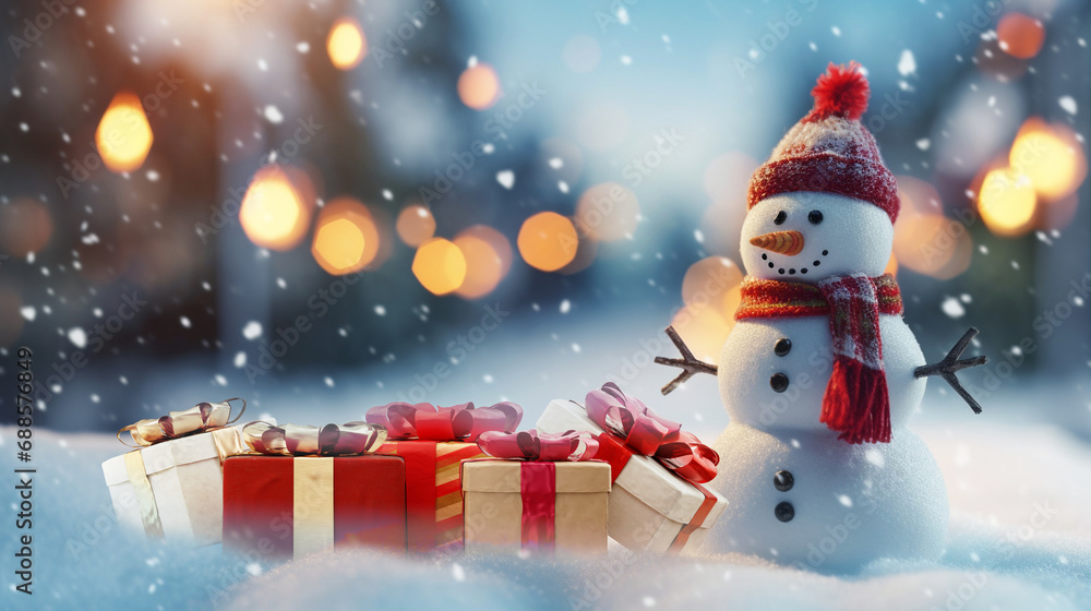 Obraz premium snowman with snowflakes