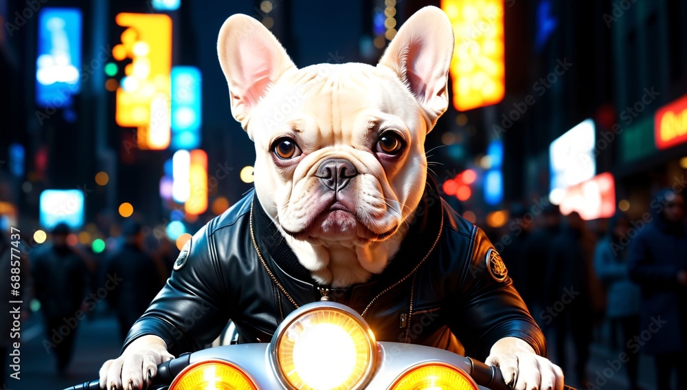 French Bulldog riding a motorcycle French Bulldog riding a motorcycle