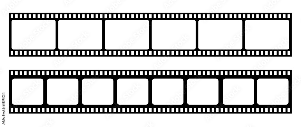  Film strip icon. Video tape photo film strip frame vector. Old white and black film tapes . Vector illustrarion