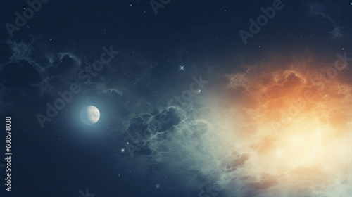 Milky Way  stars  planets and nebula. Space blue background