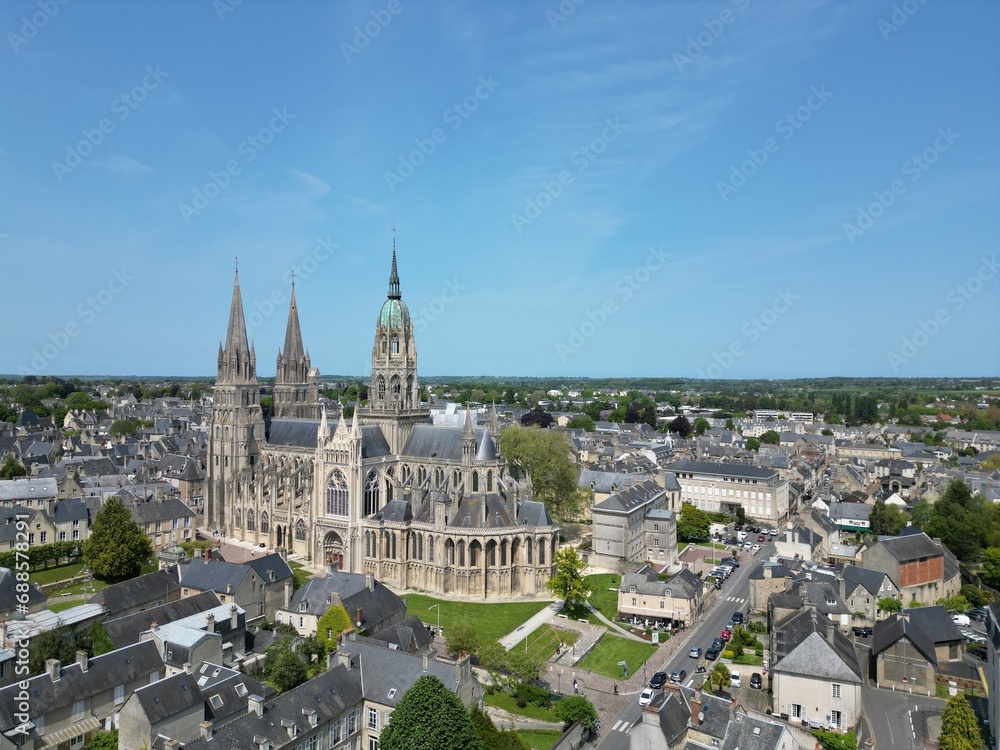 Bayeux Cathedral, France drone,aerial Bayeux Cathedral, France drone,aerial