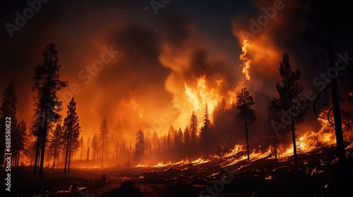 Intense flames from a massive forest fire © Zemon