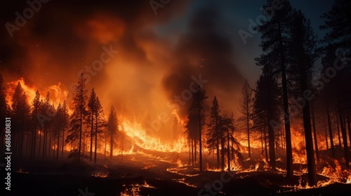 Intense flames from a massive forest fire