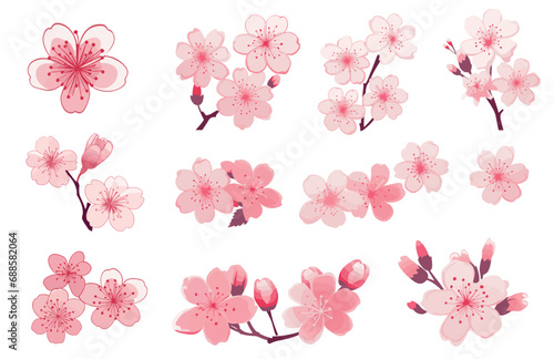 Fotografie, Tablou Pink Japanese cherry blossoms, spring cherry blossom