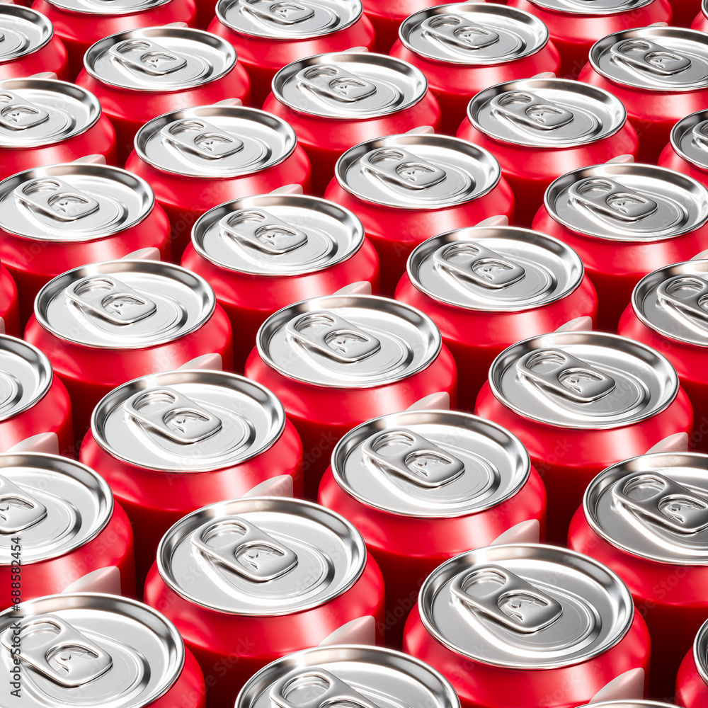 Vivid Red Aluminum Drink Cans Pattern for Consumer Recycling Themes Vivid Red Aluminum Drink Cans Pattern for Consumer Recycling Themes