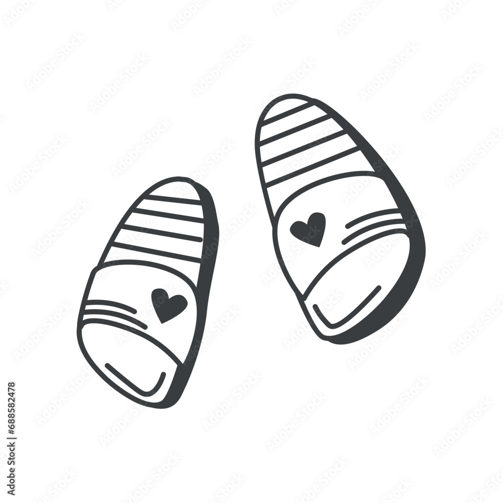 Freelance element of set in black line design. An image showcasing slippers, representing the relaxed and flexible work environment often associated with freelancing. Vector illustration. Freelance element of set in black line design. An image showcasing slippers, representing the relaxed and flexible work environment often associated with freelancing. Vector illustration.