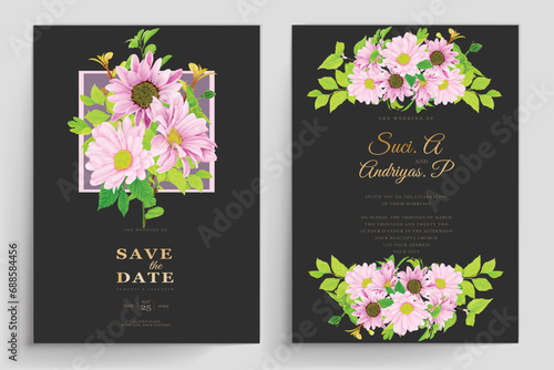 pink floral summer and spring invitation card design