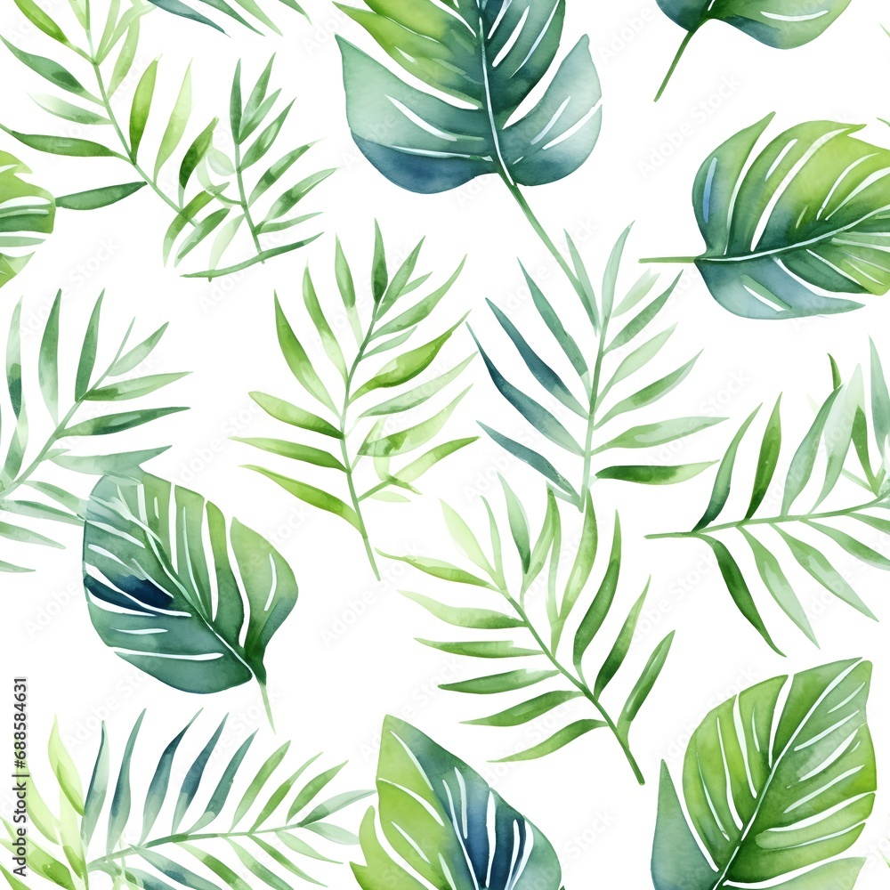 Fototapeta premium Seamless pattern of abstract tropical leaves illustrations