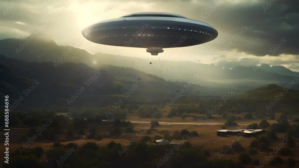 空に浮かぶUFO,Generative AI 空に浮かぶUFO,Generative AI