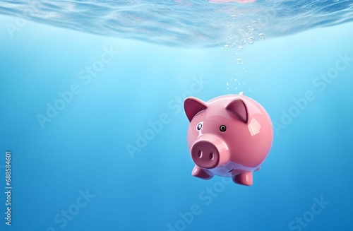 AI generated illustration of a small pink pig submerged in a body of water