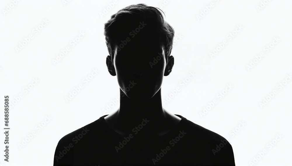 AI-generated illustration of a black silhouette of a man standing against a white background AI-generated illustration of a black silhouette of a man standing against a white background
