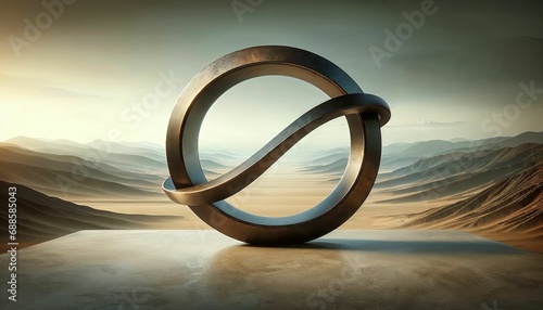 AI-generated illustration of a Mobius strip in a round frame photo