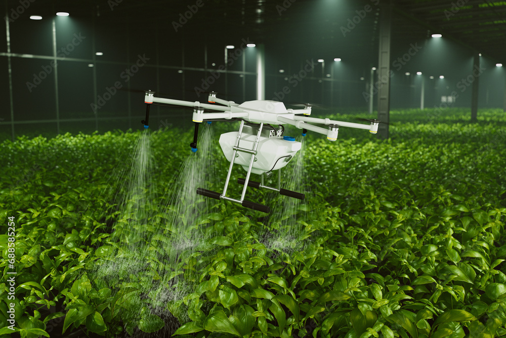 Advanced Drone Technology for Precision Fertilizer Spray in Greenhouse