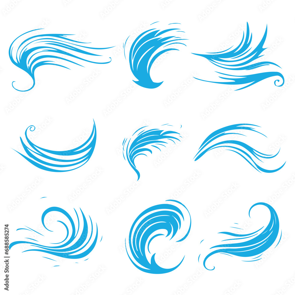 Wind icons vector. Wind and air illustration