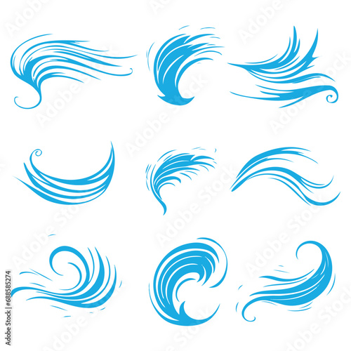 Wind icons vector. Wind and air illustration