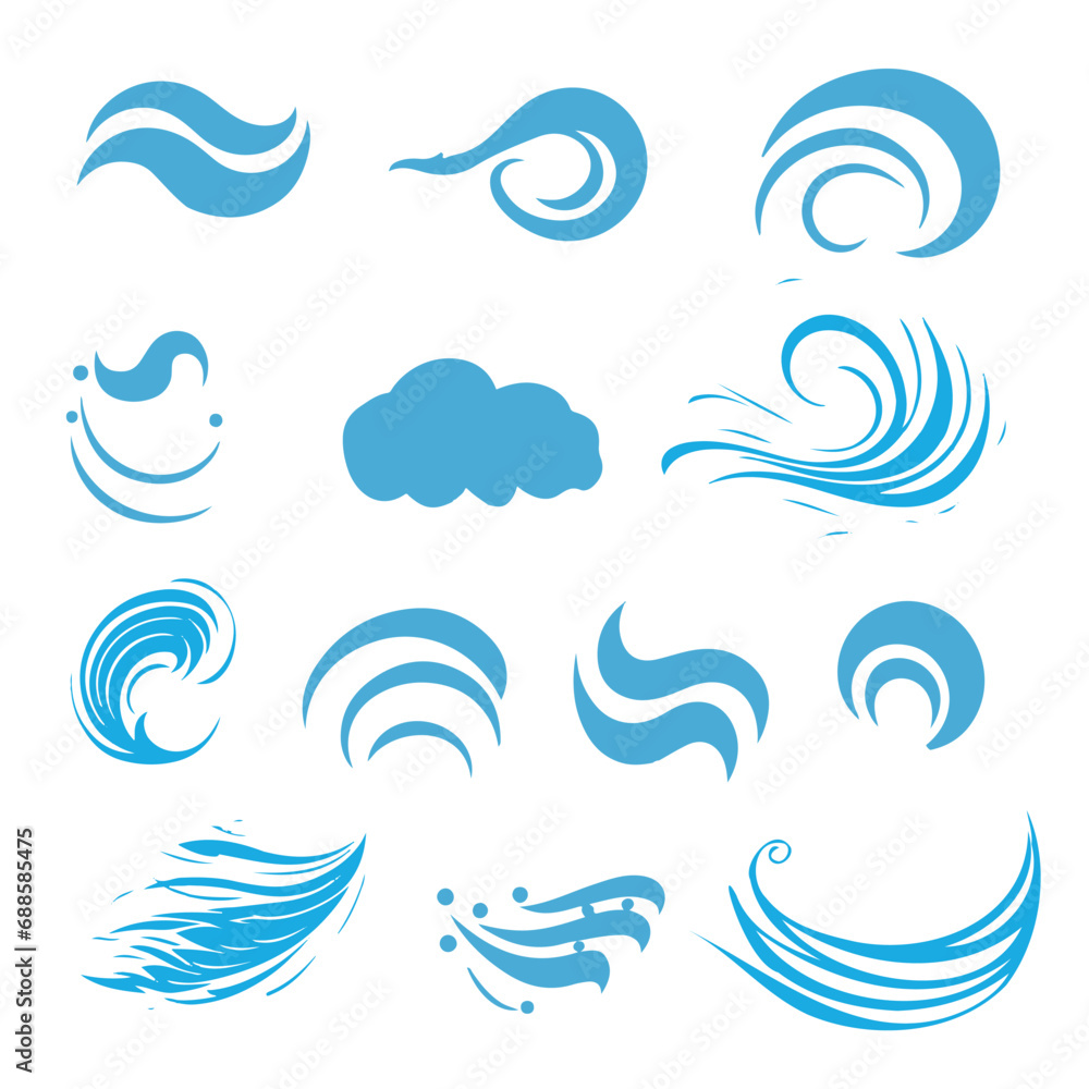 Fototapeta premium Wind icons vector. Wind and air illustration