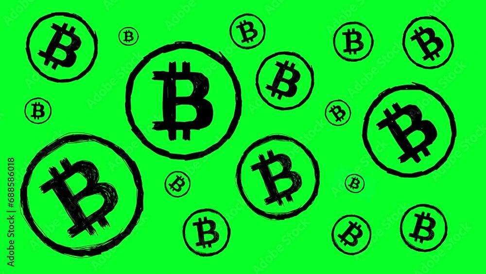 Bitcoin symbols on green background Bitcoin symbols on green background