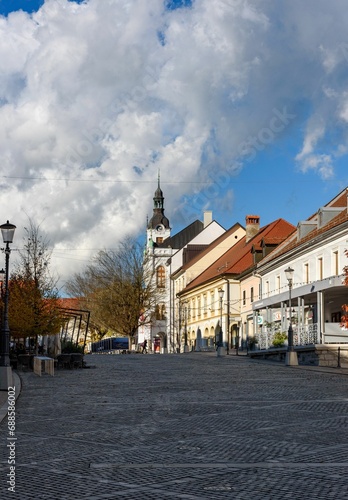 Street view of beautiful old town of Novo mesto in Slovenia © Wirestock