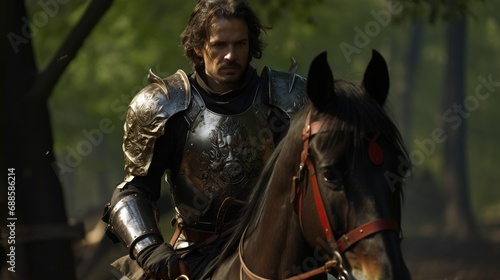 Man in knight armor riding a horse © Zemon